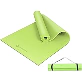 PrimasoleLight Green Non Toxic Yoga Mat with Poses - 68"Lx24"Wx1/4 Inch Non-Slip Workout Mats for Home, At Home Workout Mat with Carry Strap for Yoga Pilates PSS91NH044NA