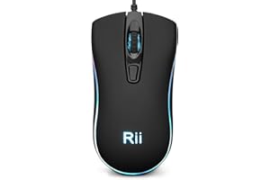 Rii RM105 Wired Mouse,Computer Mouse with Colorful RGB Backlight,Comfortable Grip Ergonomic Optical,USB Wired Mice Support Windows PC, Laptop,Desktop,Notebook,Chromebook