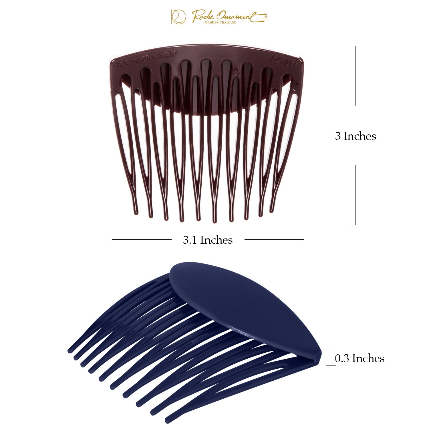 RC ROCHE ORNAMENT 6 Pcs Womens Hair Side Slide Comb Wide Teeth Plastic Strong Solid Plain Bridal Pin Fashion Ladies Girl Clamp Styling Accessories Clip, Large Classic Multicolor : Beauty
