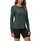 ODODOS Women's Long Sleeve T-Shirt - Ultra Soft odSTRATUM Tech Performance Top UPF 50+ Breathable Crew Neck Pullover