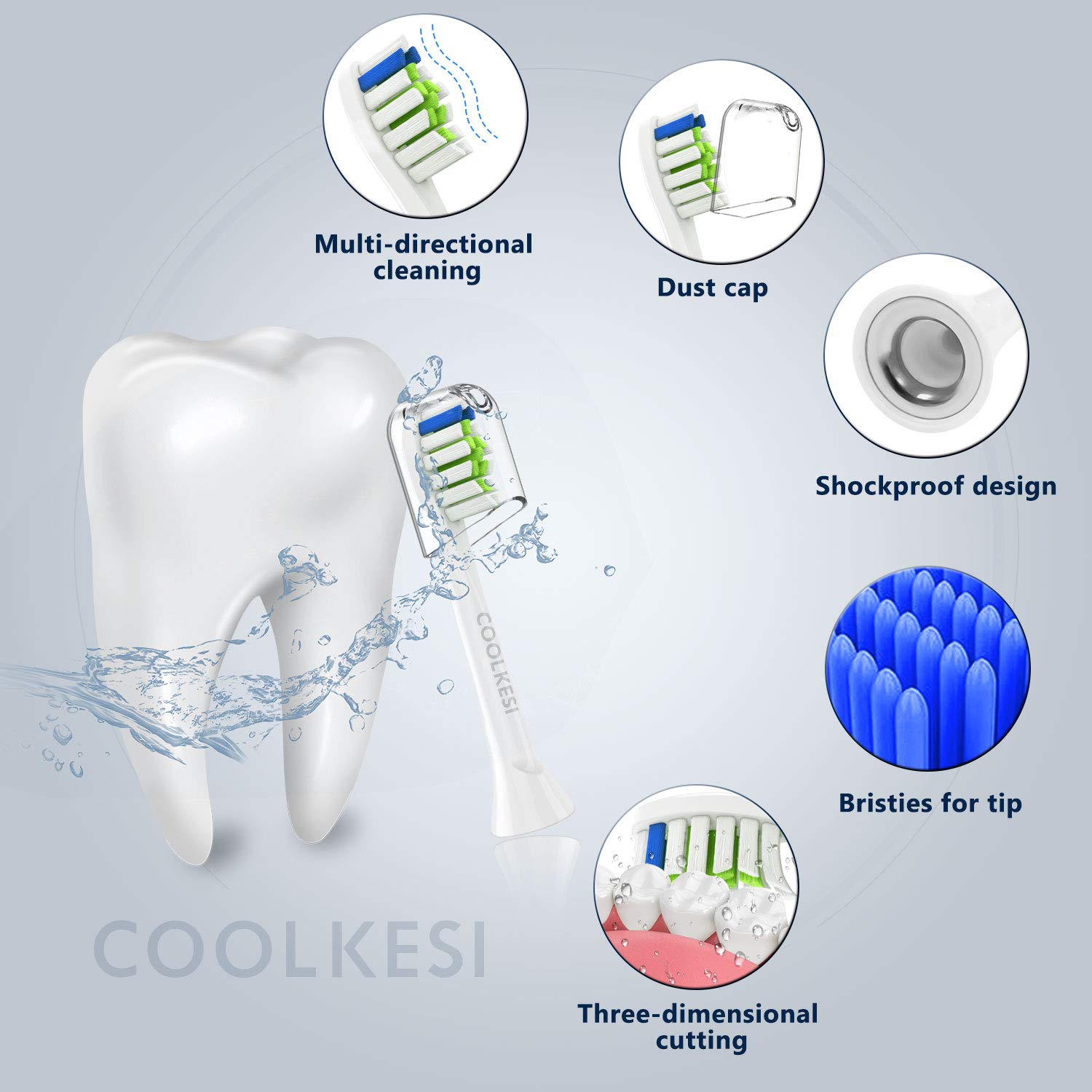 COOLKESI Replacement Toothbrush Heads for Philips Sonicare Electric