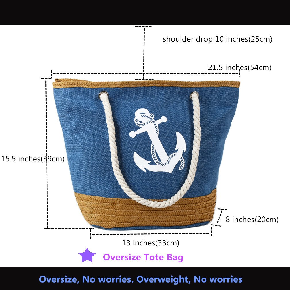 Sumerk Large Canvas Tote Bag Oversize Canvas Beach Bags with Cotton Rope Handle