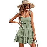 Narecte Summer Cami Dresses,Beach Dresses for Women,Boho Dress,Wedding Guest Dress for Women,Sundresses LightGreen M
