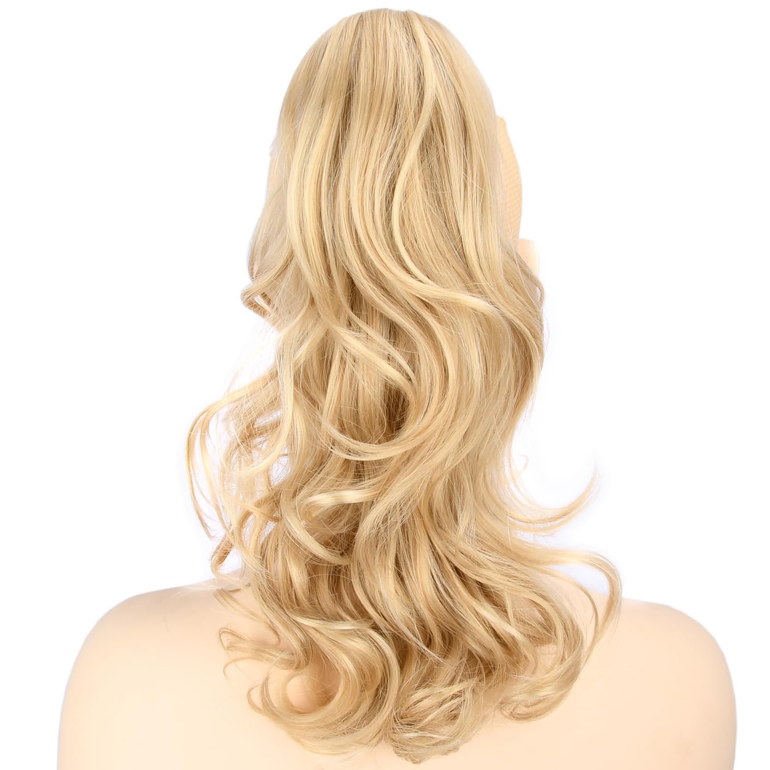 BOBIYA 13 Inches Claw Clip in Loose Curly Synthetic Wrap Around Ponytail Extensions Pony Tail Clip In Extensions (Golden Blonde) โ image 1