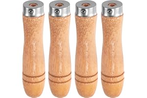 UPSTORE 4 Pcs Wooden File Handles with Metal Collars Heavy Duty Replacement Handles for 10-12 Inch Files Screwdrivers and Han