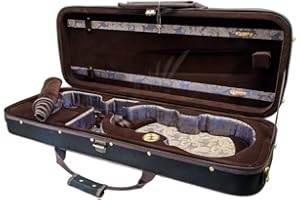 Paititi PTVAQF28 16" Professional Oblong Shape Lightweight Viola Hard Case with Hygrometer, Black/Brown