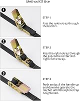 QWORK 4 Pack Ratchet Tie Down Straps 6m x 25mm Heavy Duty Nylon Trailer view 5