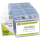 Fushing 100 Pcs Clear Plastic Horizontal Name Tag Badge ID Card Holders
