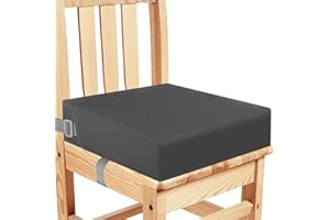 KOXUIUF Toddler Booster Seat for Dining Table, Washable Thick Strong Support Portable Booster Chair for Toddlers Eating, Easy Cleaning Booster Seat Cushion Detachable with Fix Straps (Dark Grey)