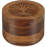 Small Wood Urn for Human & Pet Ashes Tree of Life Memorial Keepsake, Eco-Friendly Magnetic Cremation Urn for Dogs, Cats (3.5"x3.5"x2.5")