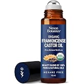 Organic Castor Oil and Frankincense Eye Roller for Under Eye Bags - 10 ml | Pre-Diluted Essential Oil Blend Roller for Skin, Face, Lashes, Brows, and Fine Lines - Nexon Botanics