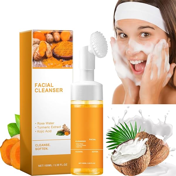 QRBXA TURMERIC FACIAL CLEANSER, TURMERIC FACIAL WASH, TURMERIC FOAMING CLEANSER, TURMERIC FOAMING DEEP CLEANSING FOR ALL SKIN