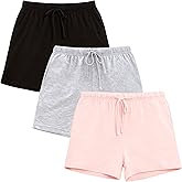U2SKIIN 3 Pack Pajama Shorts for Women Lightweight Pj Bottoms with Pockets & Drawstring Lounge and Sleep Breathable