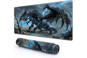RMJKXQZG for MTG Playmat 24" x 14" with High Elastic Rubber Base Non-Slip Rubber Sole HD Printing for MTG Mat Card Playmats Gaming Mouse Pad (Dragon with Blue Glowing Eyes, 24" x 14")