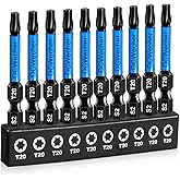 DCWecher 10-Pack T20 Torx Bit 2-Inch, T 20 Torx Bit Impact Magnetic | T20 Torx Star Bits for Impact Driver, S2 Steel, CNC Tips, 1/4-Inch Hex Shank for Power Drill, Auto and Appliance Repair