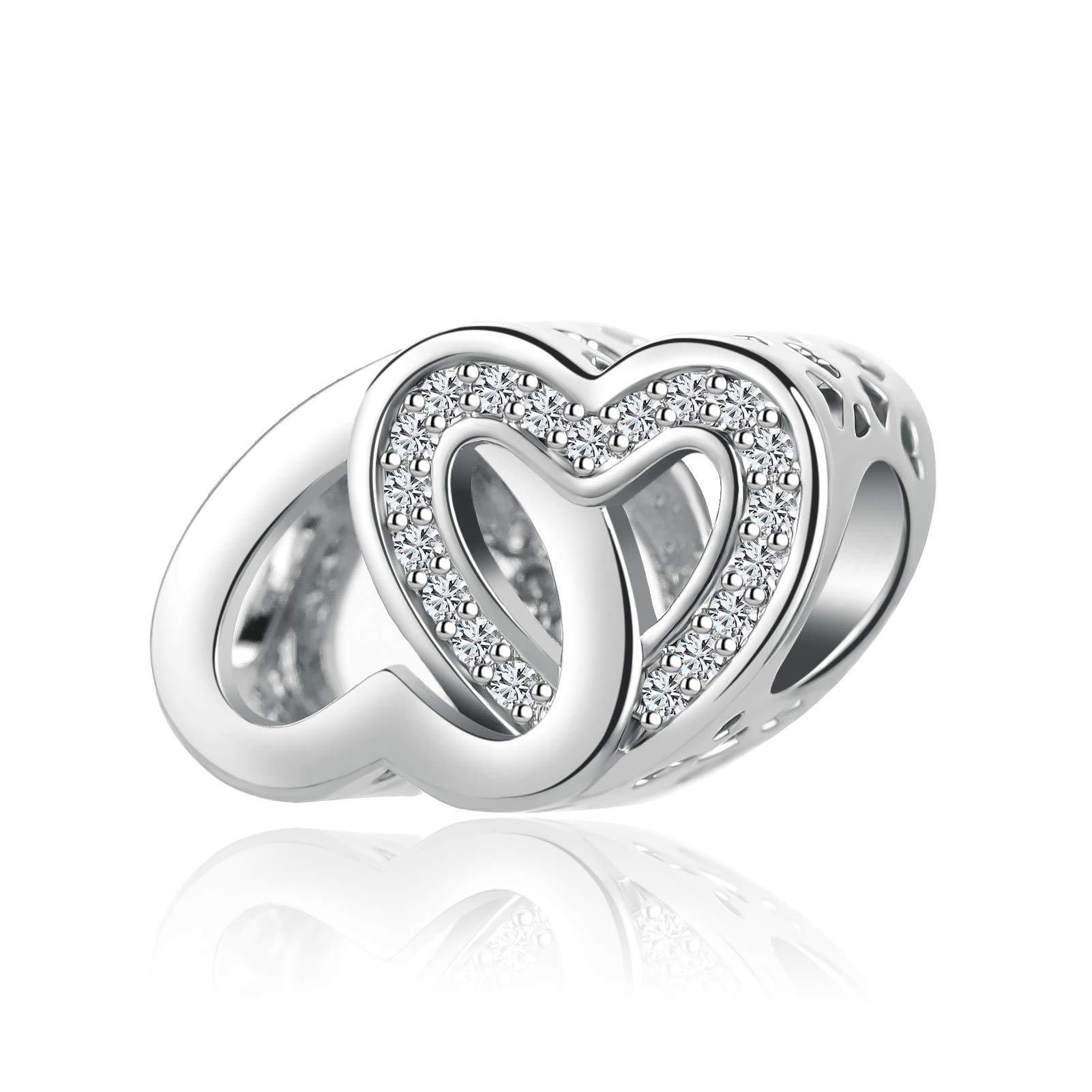 Entwined Love Heart Charm fits Pandora Charms Bracelets Christmas Birthday Jewellery Gift for Women Daughter Sister Granddaughter