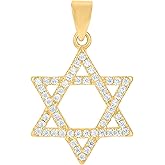 Jewels By Lux Sterling Silver Unisex Cubic-Zirconia Star Of David Religious Symbol Charm Pendant