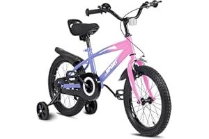Kids Bike 14IN Kids Bicycle Children's Bicycle for Boys Girls with Adjustable Seat Training Wheels Handbrake Coaster Brake St