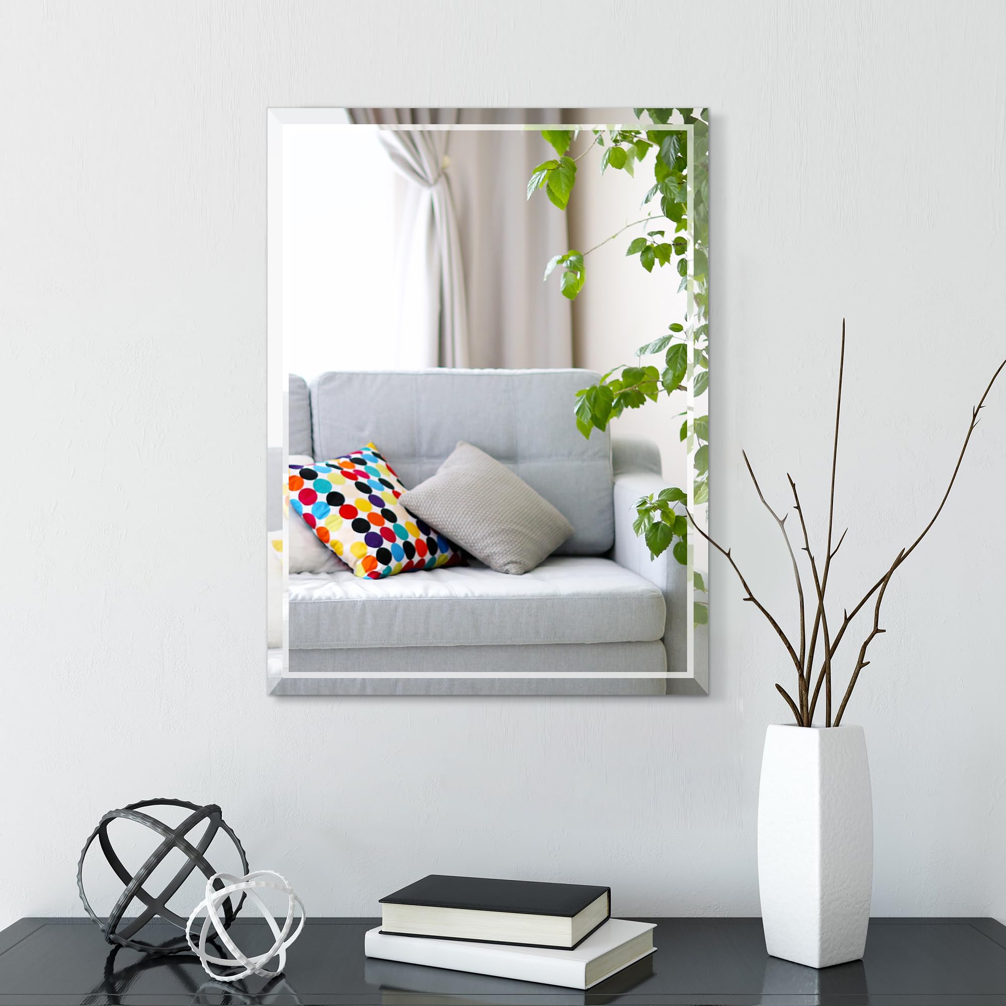 Photo 1 of 11x15 inch Small Rectangle Mirror for Bathroom Frameless Vanity Wall Mount Mirror for Home Deco(Size:11x15 inch)