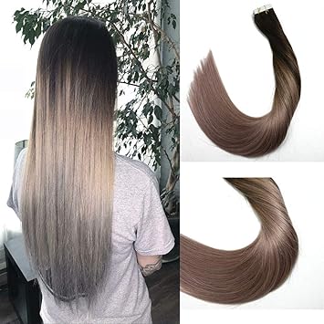 Buy Tape In Human Hair Extensions Silky Straight Skin Weft Ombre