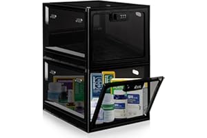 chefeggukk Medicine Lock Box, Office Lockable Storage Cabinet for Fridge Food/Electronics Safe, Phone Jail Lock Box with Combination Code for Home/Dorms Storage Lockers