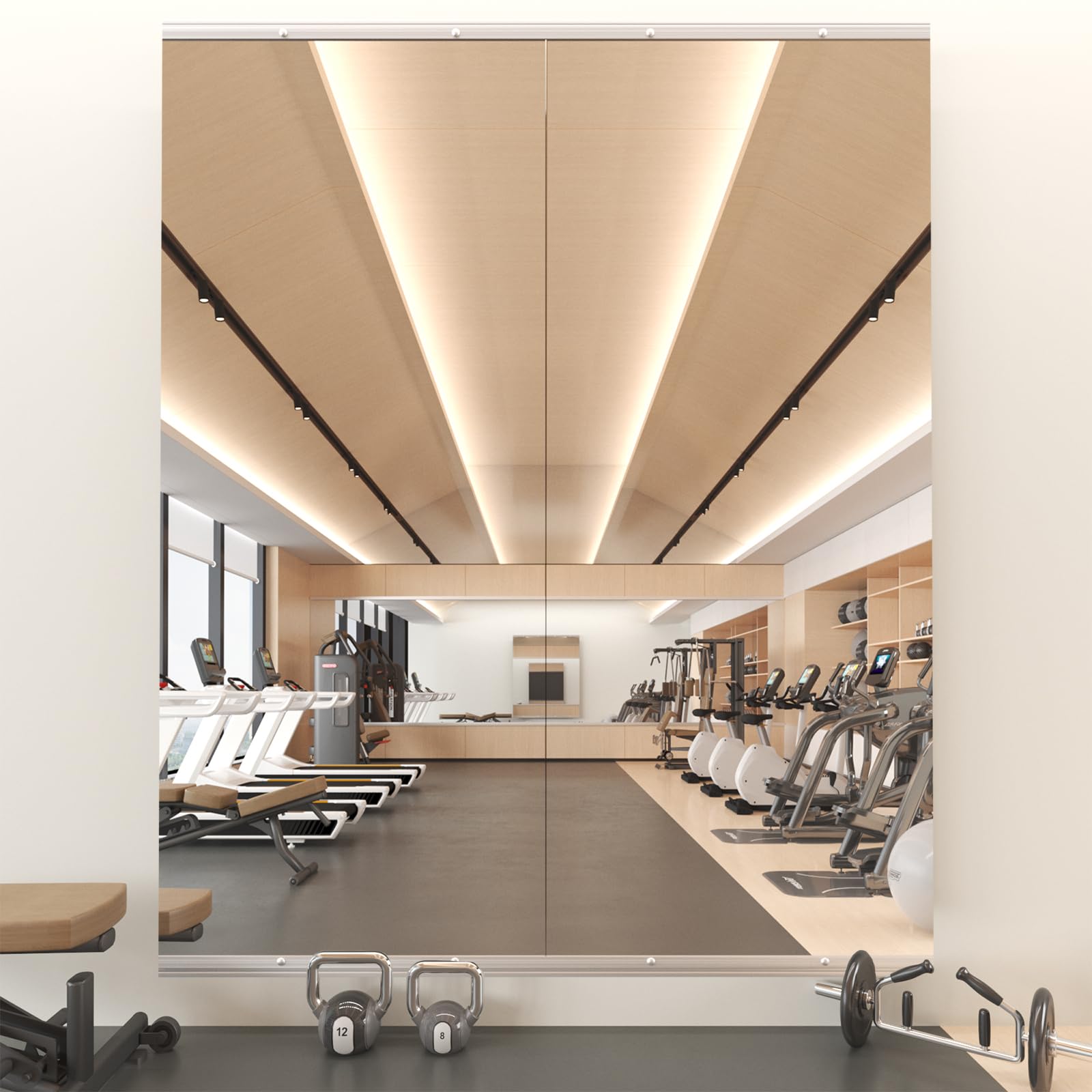 Photo 1 of Snowdool Gym Mirror, 67''x24'' 2PCS Mirrors for Home Gym Wall Large, Full Body Mirror for Yoga, Garage, Dance Studio, Anti-Rust, Tempered Glass,Frameless Rectangle Wall-Mounted Workout Mirrors