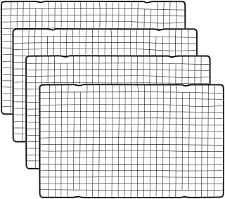 LYTIVAGEN 4 Stück Auskühlgitter Edelstahl Abkühlgitter Eckig Backgitter Kuchenrost Schwarz Kuchenkühler Kuchengitter zum Braten Backen Grillen Kühlen Auskühlen, 40,5 x 25cm