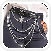 BODIY Leather Waist Chain Belt Goth Black Belly Belts Rave Body Accessories for Women
