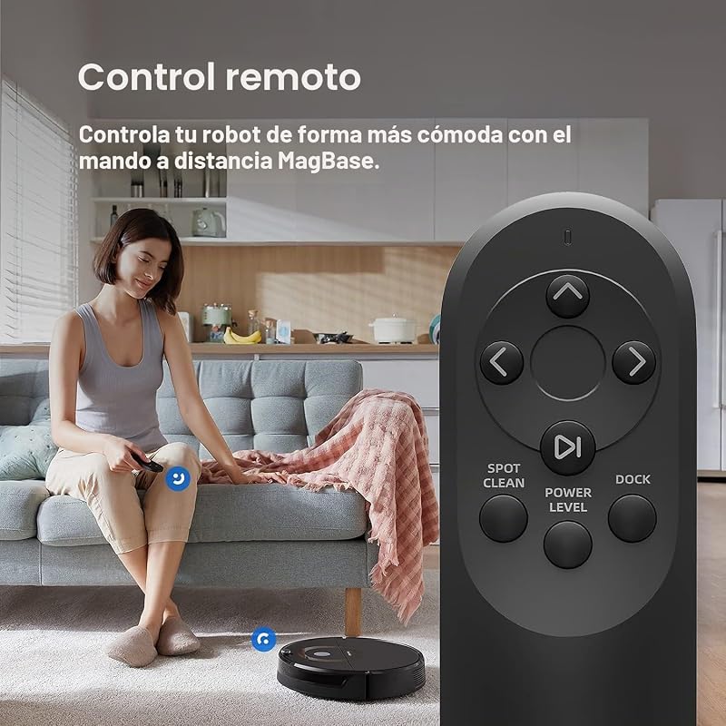 E5 Robot Aspirador y Mopa para Todos los Suelos con Control Remoto y App/Voz (2500Pa, 200min de duración, 640ml polvo/180ml tanque de agua, auto. Sistema de ruta giroscópico) Negro