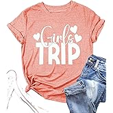 Girls Trip Shirts for Women Plane Travel Graphic Tees Vacation Shirts Letter Printed Hiking Casual Short Sleeve Tee Tops