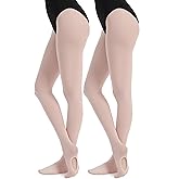 DUCMODA Women's Convertible Dance Performance Tights, Semi-Opaque Ultra-Soft Transition Ballet Stockings for Women and Girls