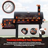 SUNLIFER Charcoal BBQ Grill With Offset Smoker Large Barrel 62x30CM view 3