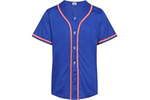 D DEHANER DEHANER Plain Blank Baseball Jerseys for Men Women Adult Hip Hop Hipster Button Down Shirts Sports Uniforms Outfits