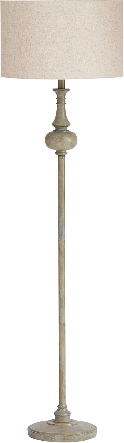Amazon Brand – Stone & Beam Vintage Floor Lamp with Linen Burlap Shade, 60.5