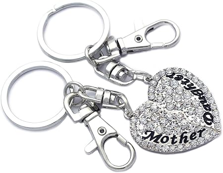 Amazon Eharbour ママ母娘 キーホルダー キーリング ベストフレンド 永遠の友達 ロジウムメッキ ラインストーン 母の日 贈り物 ロマンチック 愛のプレゼント ペアセット クリア アニメ 萌えグッズ 通販