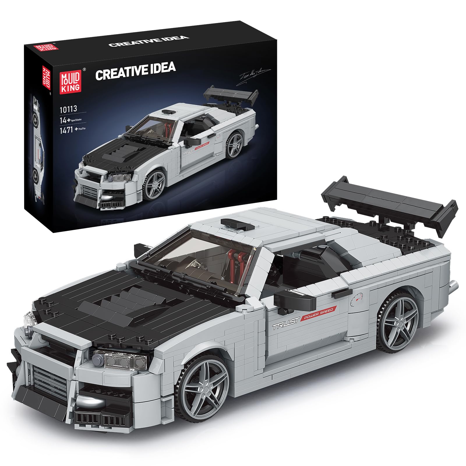 Mould King 10113 Car Building Blocks Kit, Race Car Construction Model Toy, Adult Collectible Cars Set to Build, 1:16 Scale MOC Sports Car Model for Kids (1471 Pcs)