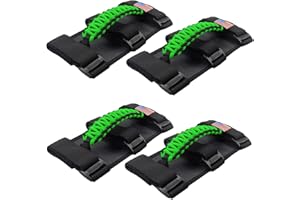 KOHUIPU Roll Bar Grab Handles with US Flag, Paracord Grip Handle for Jeep Wrangler JK JKU JL JLU TJ CJ YJ & Gladiator JT, Green