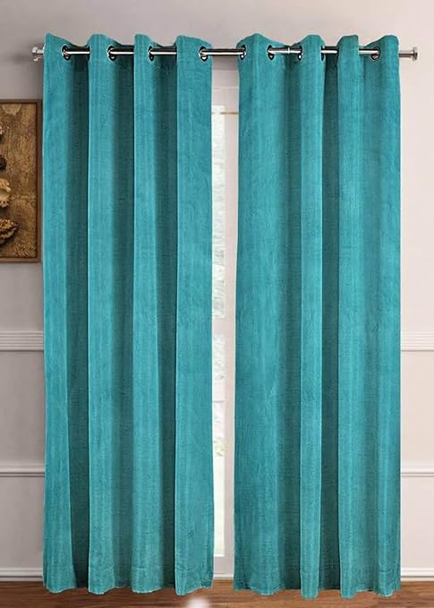 Buy Door Curtains 7 Ft Premium Solid Plain Sky Blue Crush