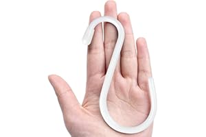 Dreecy 18 Pack S Hooks for Hanging Plants, 4-1/2inch Heavy Duty S Hooks, Large White Metal Vinyl Coated S Hook, Non Slip Utility Hooks for Hanging for Closet Jeans Bags Jewelry Towels Pot Pan Cups