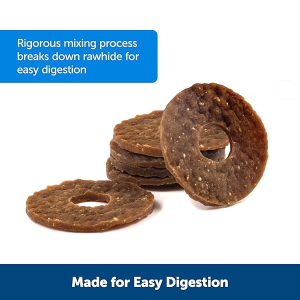 PETSAFE® NATURAL RAWHIDE TREAT RING REFILLS, SIZE C, PEANUT BUTTER FLAVOR, REPLACEMENT TREATS BUSY BUDDY TREAT RING HOLDING TOYS