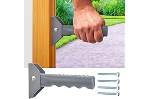 APDTEK Flip Up Grab Bar for Doorway/Stairs Safety Assist Handles for Elderly Non-Slip Grip Bar Great for Seniors, Elderly, Disabled, Handicap and Injured People - Suitable for Wood Door (Gray)