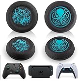 SoAegis Sunken Sigil Silicone Thumb Grips 4 PCS, Joystick Caps for PlayStation 4/5, PS5, PS4, Xbox Series X/S, Xbox One, Switch PRO/Switch 2 Controller (Blue-Green)