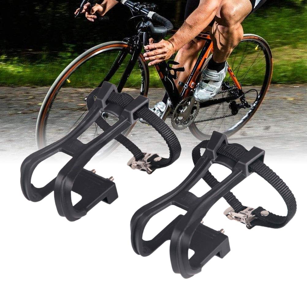 LIOOBO 1 Pair of Durable Creative Nylon Cycling Black Clip Strap Belt Cycling Pedal Toe Clip for MTB Road Bicycle Outdoor Riding