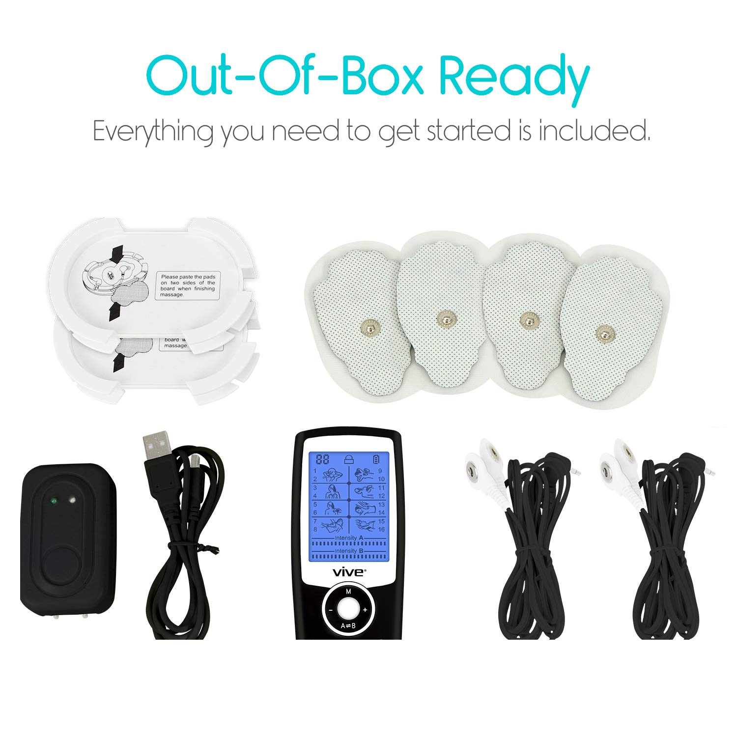 TENS Unit by Vive Portable Electric Stimulation Machine EMS