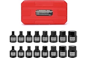 Mayouko 16 Pieces 3/8" Drive Low Profile Hex Socket Set, Impact Allen Bit Socket, CR-MO, 1/4"-3/4", 6mm-19mm, SAE&Metric