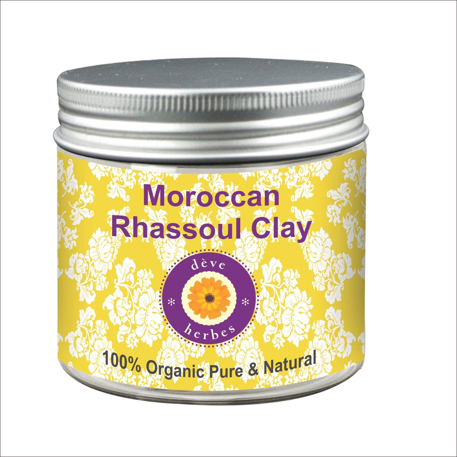 Deve Herbes Moroccan Rhassoul Clay from The Atlas Mountains 100% Organic Pure & Natural 100gm (3.5 oz)