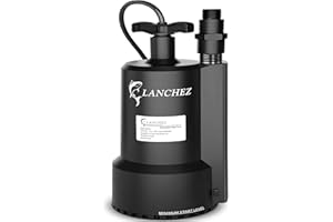 Lanchez Sump Pump, 1/2 HP 2450GPH Submersible Utility Water Pump, Thermoplastic Portable Electric Water Removal Transfer Pump with 10FT Cord for Swimming Pool Basement Garden Pond Tubs Draining