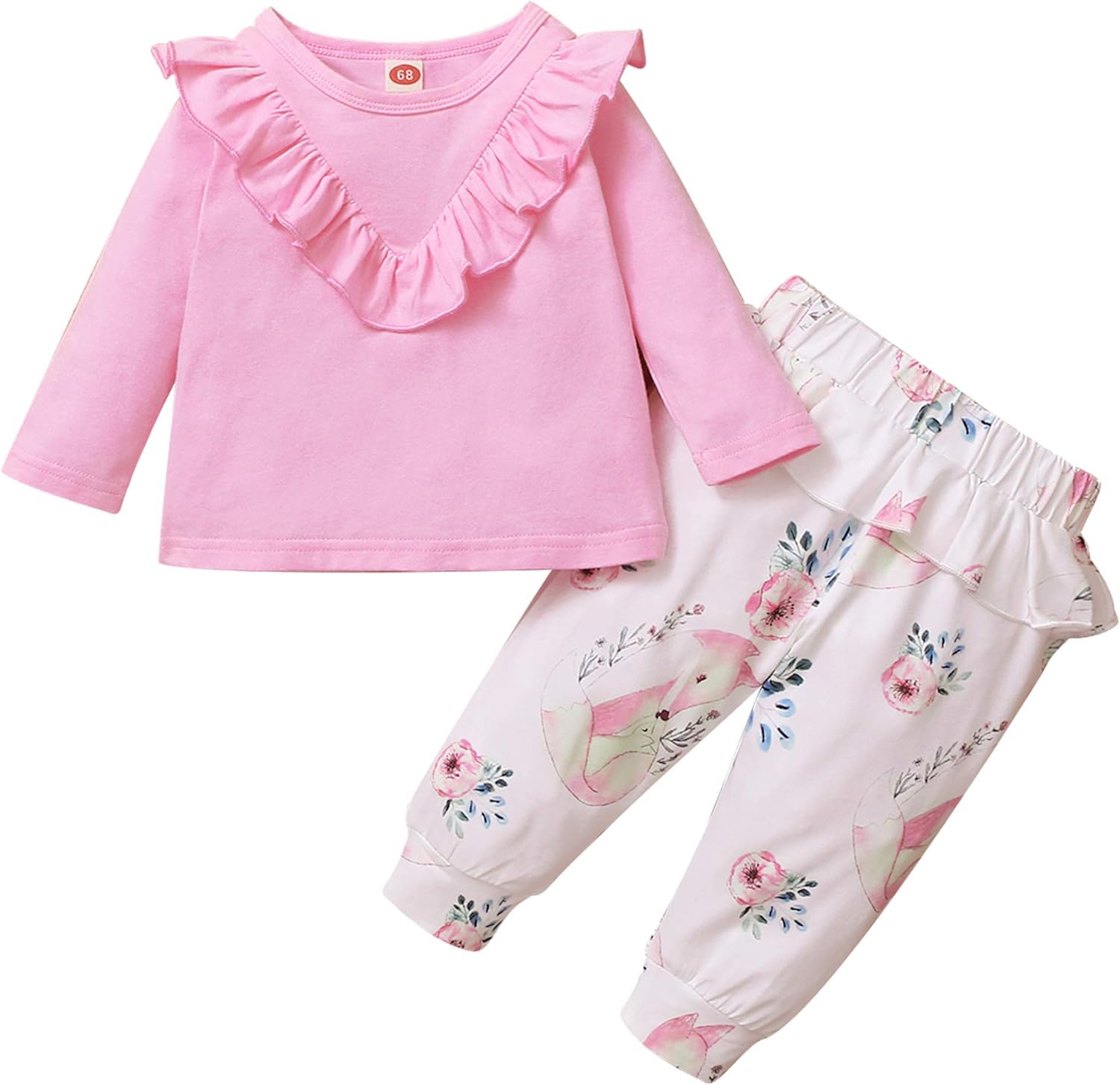 Baby Girls 2Pcs Pants Set Newborn Infant Long Sleeve Pink