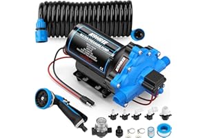 Kohree 12V DC Washdown Pump Kit - 7.5GPM 80PSI, Self-Priming 5-Chamber Diaphragm Water Pump with Pressure Switch, Spray Nozzl