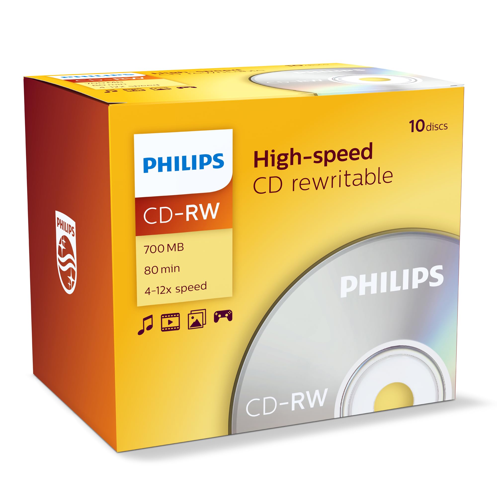 Philips CDRW-80 (12x) 10pk Slim Jewel Case